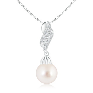 10mm AAAA Vintage Inspired South Sea Cultured Pearl Dangle Pendant in White Gold