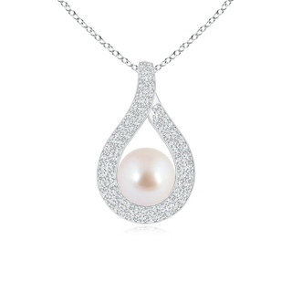 8mm AAA Akoya Cultured Pearl Pendant with Diamond-Encrusted Loop in White Gold
