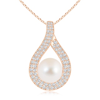 10mm AAA Freshwater Cultured Pearl Pendant with Diamond-Encrusted Loop in Rose Gold