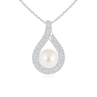 8mm AAA Freshwater Cultured Pearl Pendant with Diamond-Encrusted Loop in White Gold