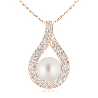 10mm AAA South Sea Cultured Pearl Pendant with Diamond-Encrusted Loop in Rose Gold