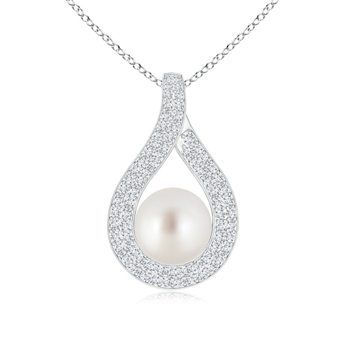 9mm AAA South Sea Cultured Pearl Pendant with Diamond-Encrusted Loop in White Gold 