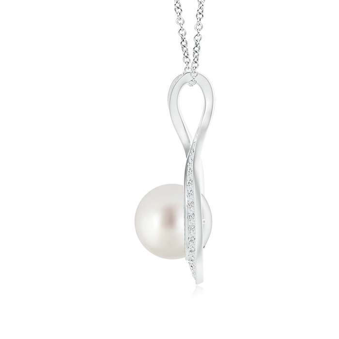 9mm AAA South Sea Cultured Pearl Pendant with Diamond-Encrusted Loop in White Gold product image