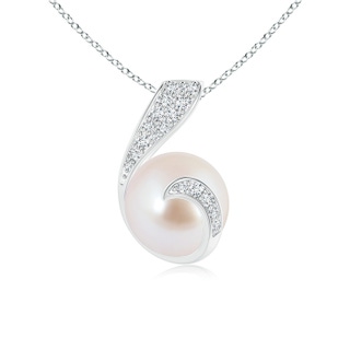 8mm AAA Akoya Cultured Pearl Pendant with Diamond Twist in White Gold