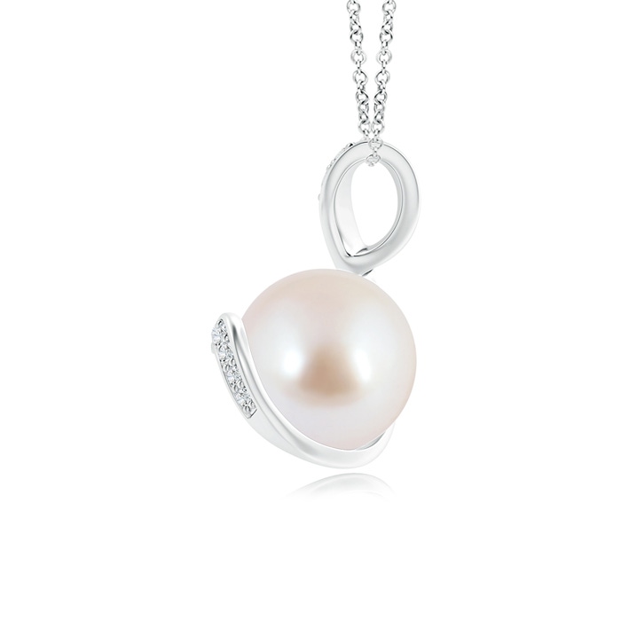 8mm AAA Akoya Cultured Pearl Pendant with Diamond Twist in White Gold Product Image