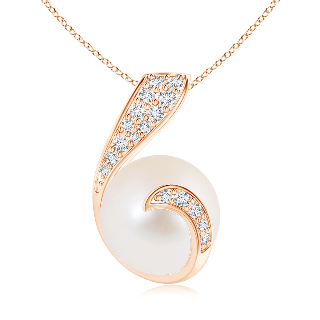10mm AAA Freshwater Pearl Pendant with Diamond Twist in Rose Gold