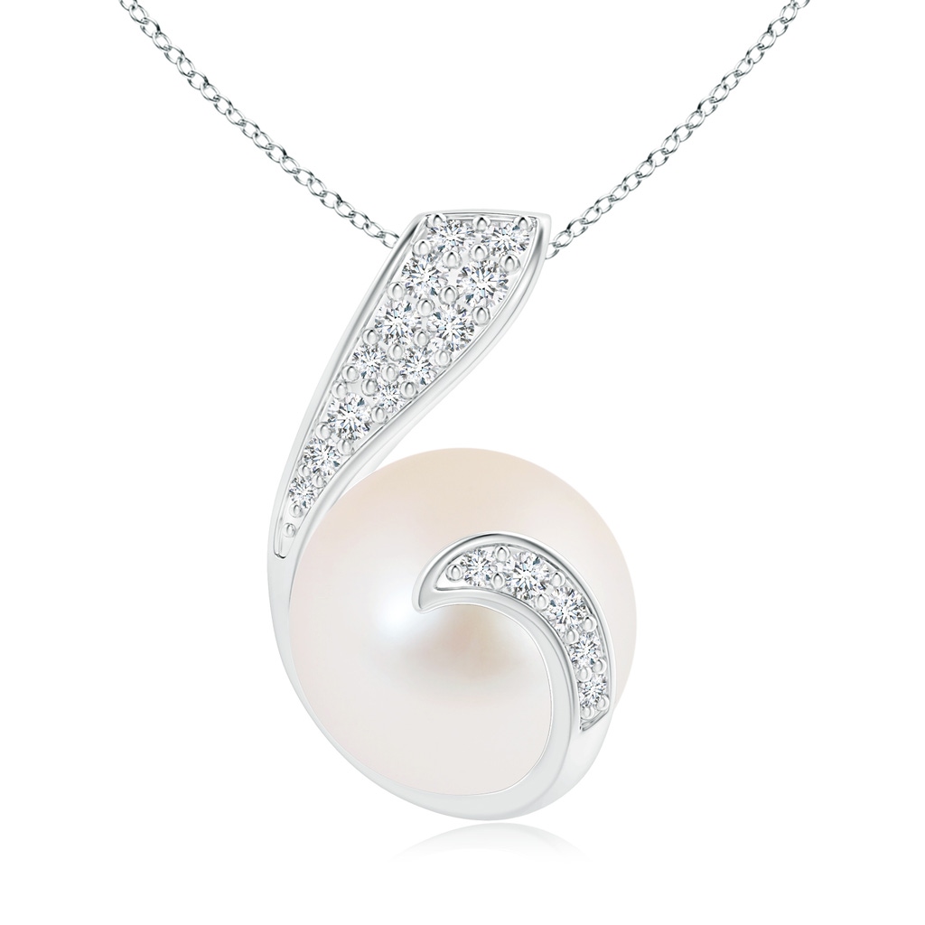 10mm AAA Freshwater Pearl Pendant with Diamond Twist in S999 Silver