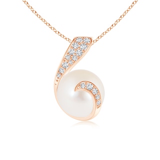 8mm AAA Freshwater Pearl Pendant with Diamond Twist in Rose Gold