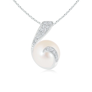 8mm AAA Freshwater Pearl Pendant with Diamond Twist in White Gold