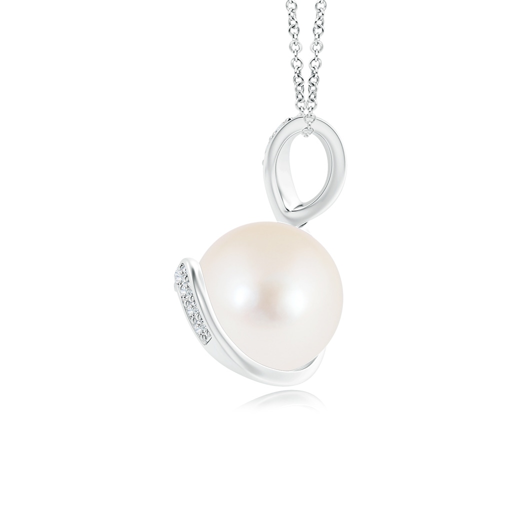 8mm AAA Freshwater Pearl Pendant with Diamond Twist in White Gold Product Image