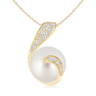 10mm AAA South Sea Cultured Pearl Pendant with Diamond Twist in Yellow Gold