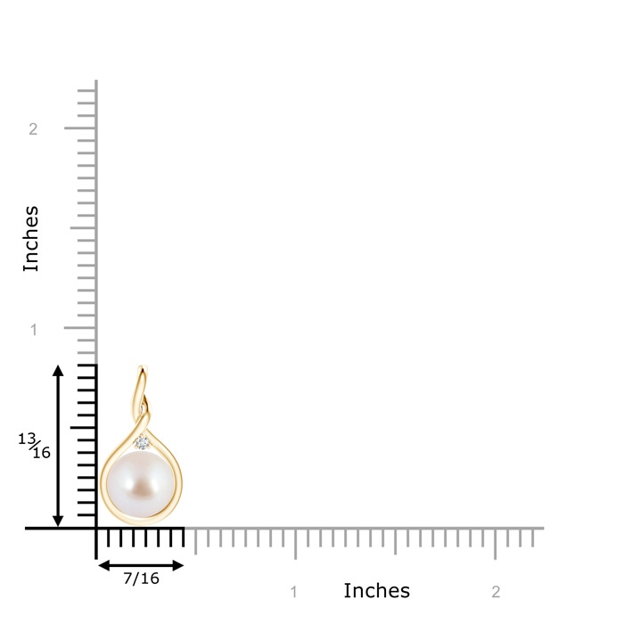 8mm AAA Japanese Akoya Pearl and Diamond Twisted Bale Pendant in Yellow Gold product image