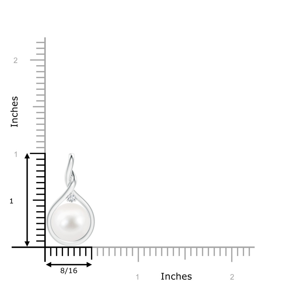 10mm AA Freshwater Pearl and Diamond Twist Bale Pendant in S999 Silver product image