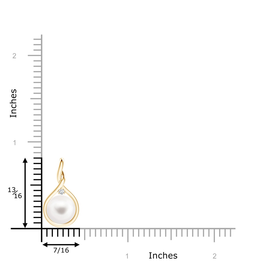 8mm AA Freshwater Pearl and Diamond Twist Bale Pendant in Yellow Gold product image