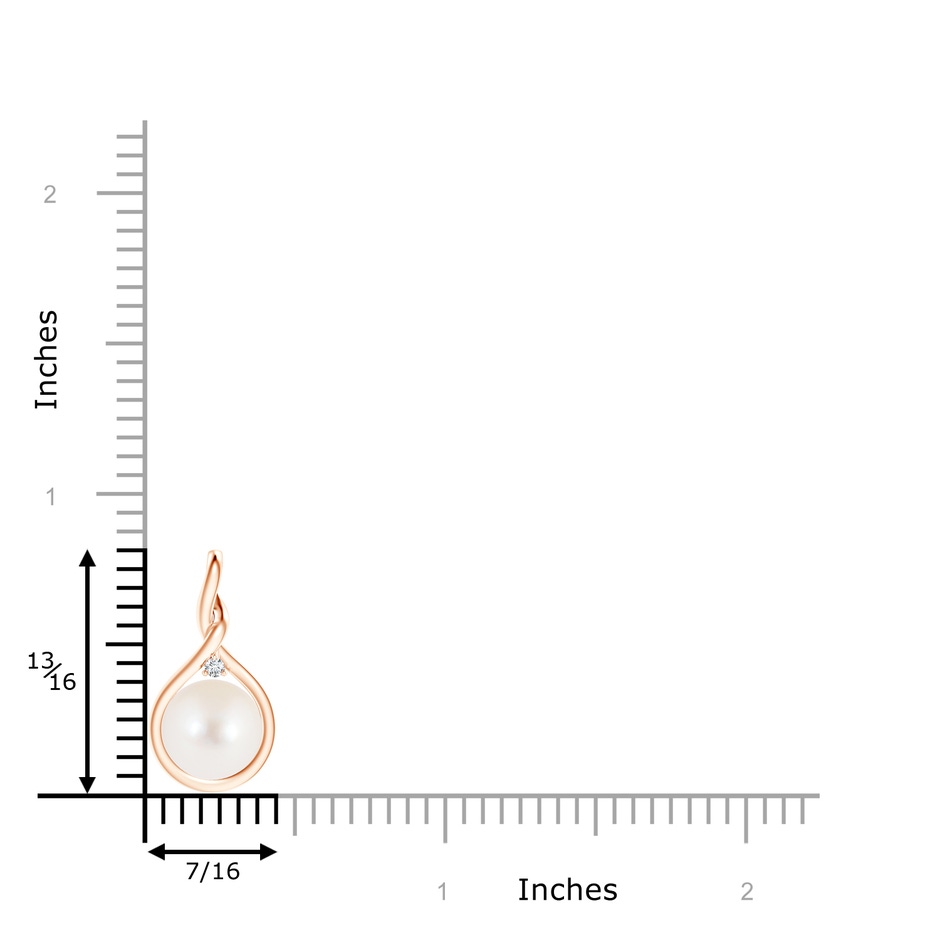 8mm AAA Freshwater Pearl and Diamond Twist Bale Pendant in Rose Gold product image