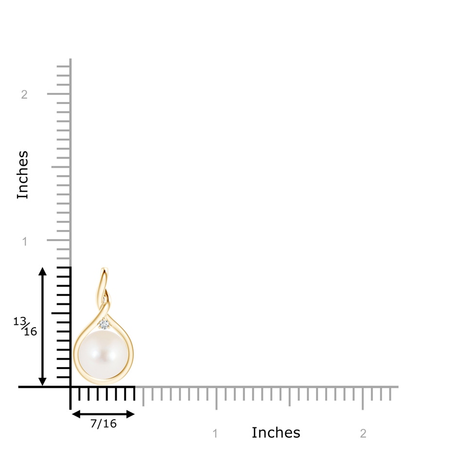 8mm AAA Freshwater Pearl and Diamond Twist Bale Pendant in Yellow Gold product image