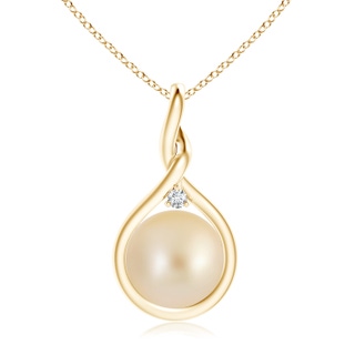 10mm AA Golden South Sea Pearl Pendant with Twisted Bale in Yellow Gold