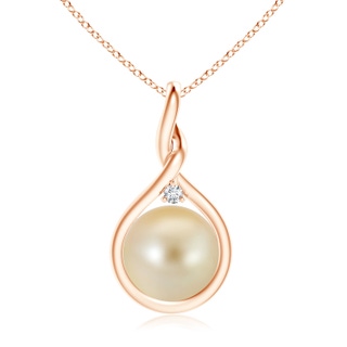 10mm AAA Golden South Sea Pearl Pendant with Twisted Bale in Rose Gold