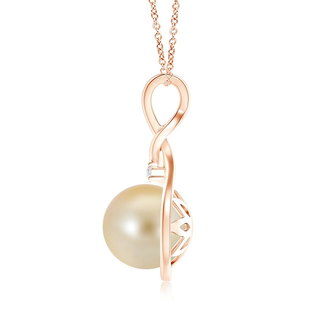 10mm AAA Golden South Sea Pearl Pendant with Twisted Bale in Rose Gold Product Image