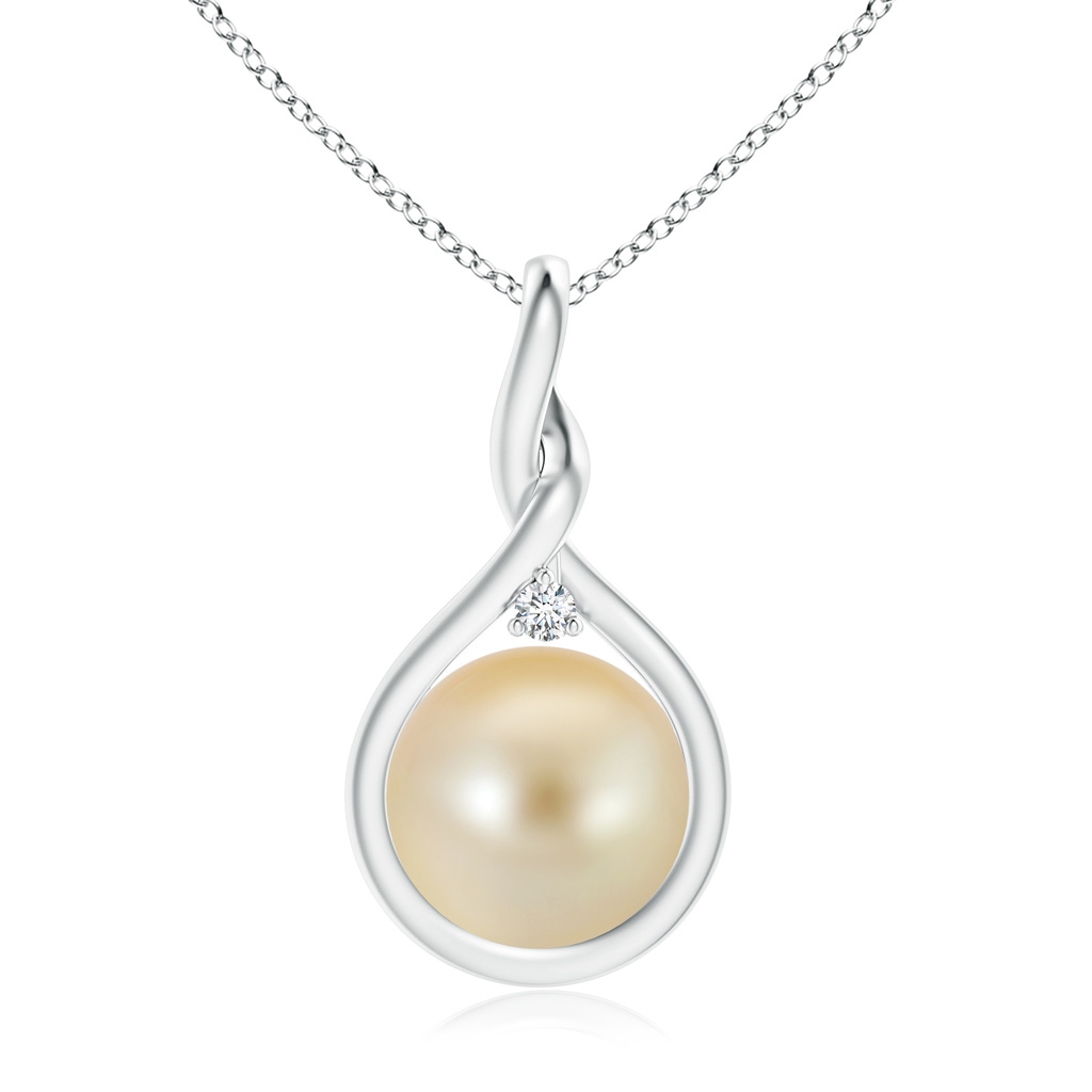 10mm AAA Golden South Sea Pearl Pendant with Twisted Bale in White Gold