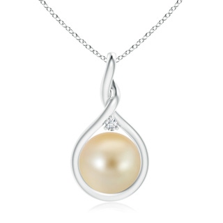 10mm AAA Golden South Sea Pearl Pendant with Twisted Bale in White Gold