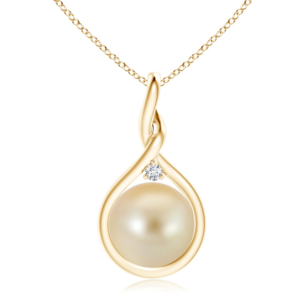 10mm AAA Golden South Sea Pearl Pendant with Twisted Bale in Yellow Gold