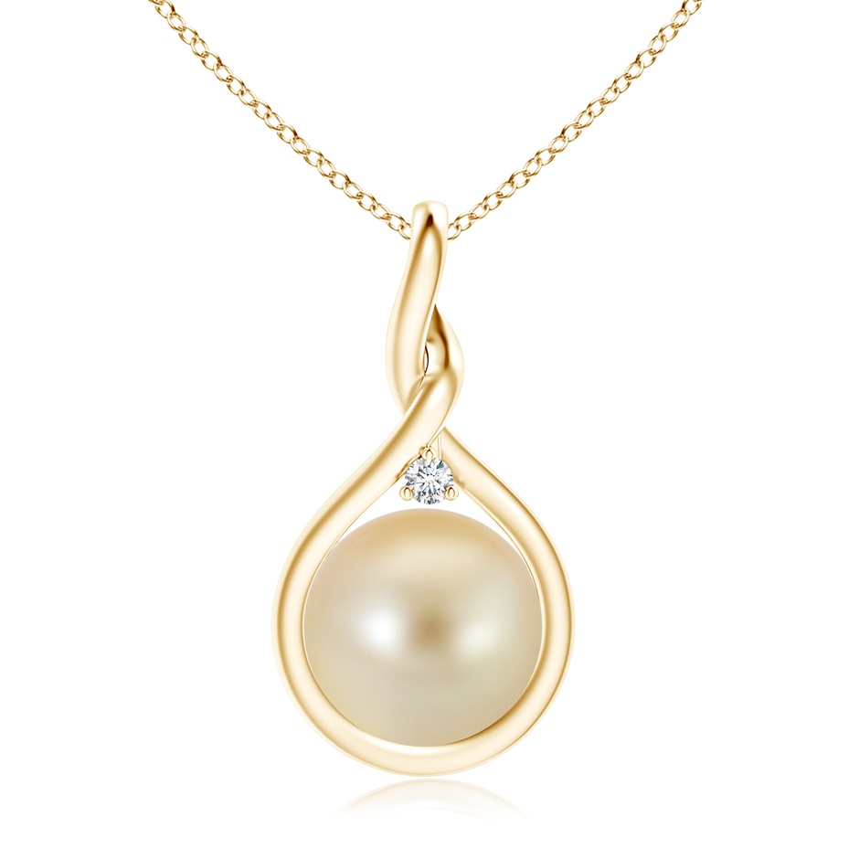 10mm AAA Golden South Sea Pearl Pendant with Twisted Bale in Yellow Gold 