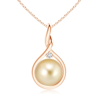 10mm AAAA Golden South Sea Pearl Pendant with Twisted Bale in Rose Gold