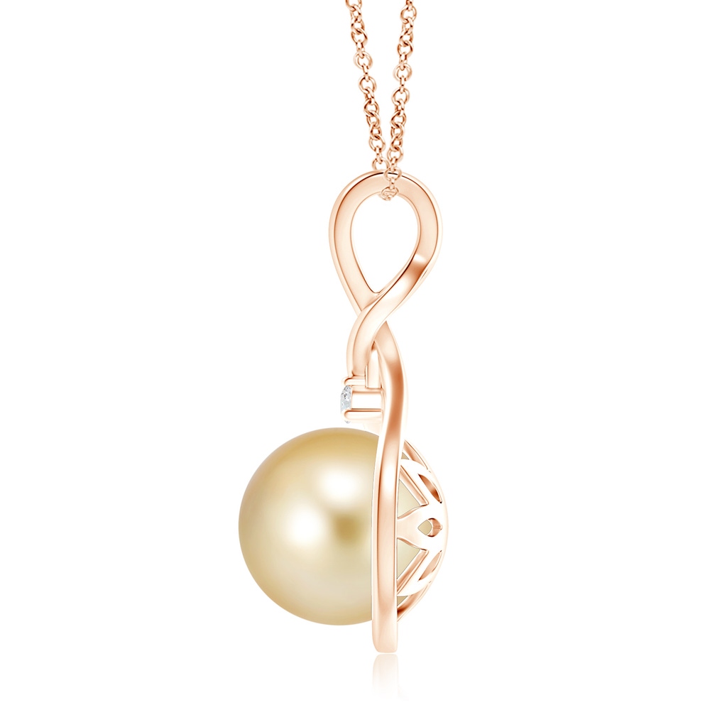 10mm AAAA Golden South Sea Pearl Pendant with Twisted Bale in Rose Gold Product Image