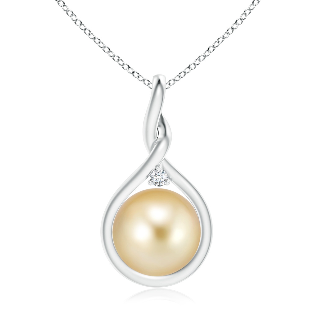 10mm AAAA Golden South Sea Pearl Pendant with Twisted Bale in White Gold