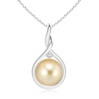 10mm AAAA Golden South Sea Pearl Pendant with Twisted Bale in White Gold