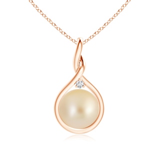 9mm AA Golden South Sea Pearl Pendant with Twisted Bale in Rose Gold