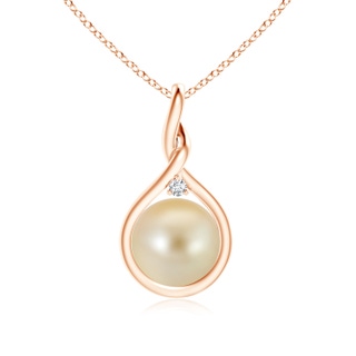 9mm AAA Golden South Sea Pearl Pendant with Twisted Bale in Rose Gold