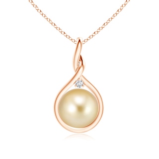 9mm AAAA Golden South Sea Pearl Pendant with Twisted Bale in 10K Rose Gold