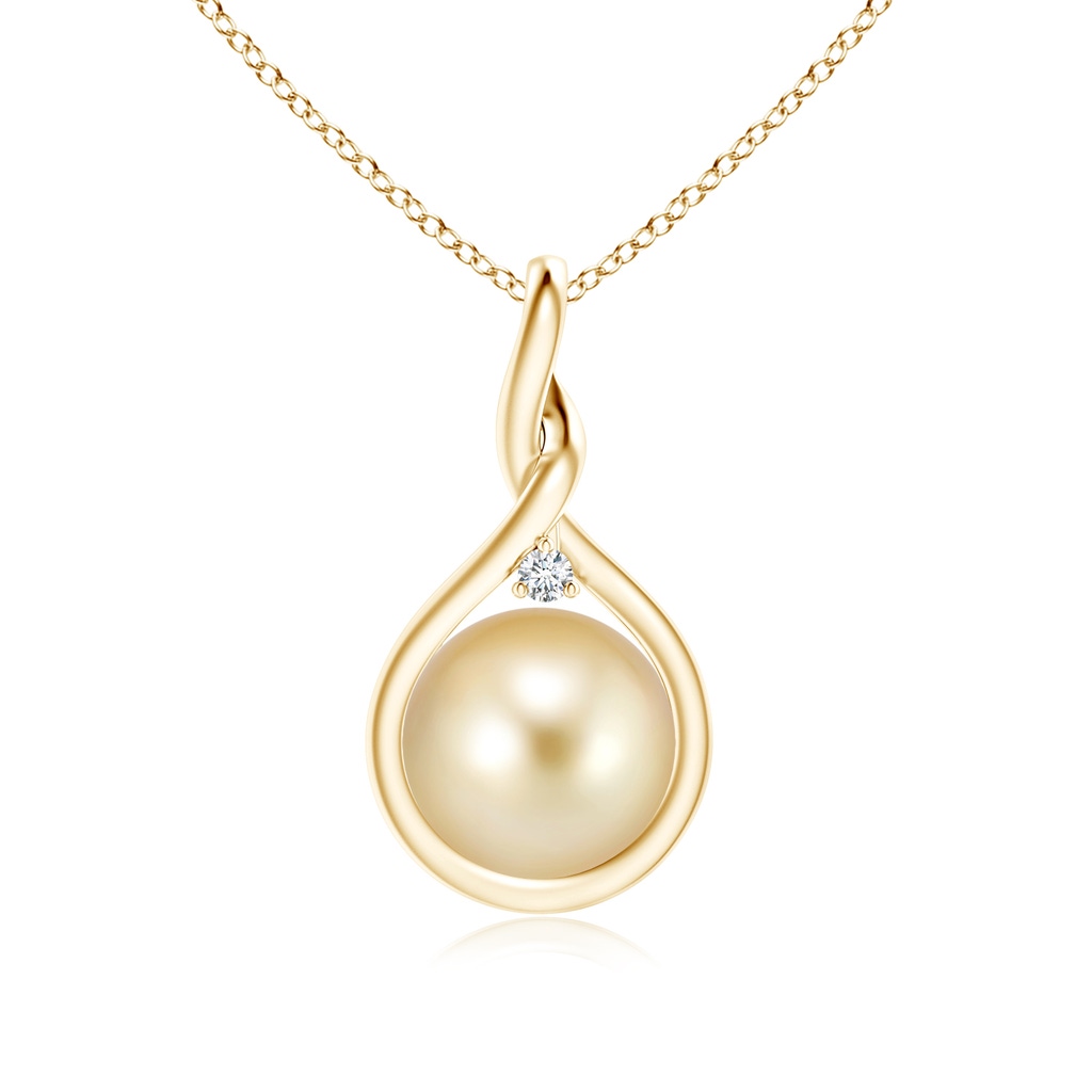 9mm AAAA Golden South Sea Pearl Pendant with Twisted Bale in Yellow Gold