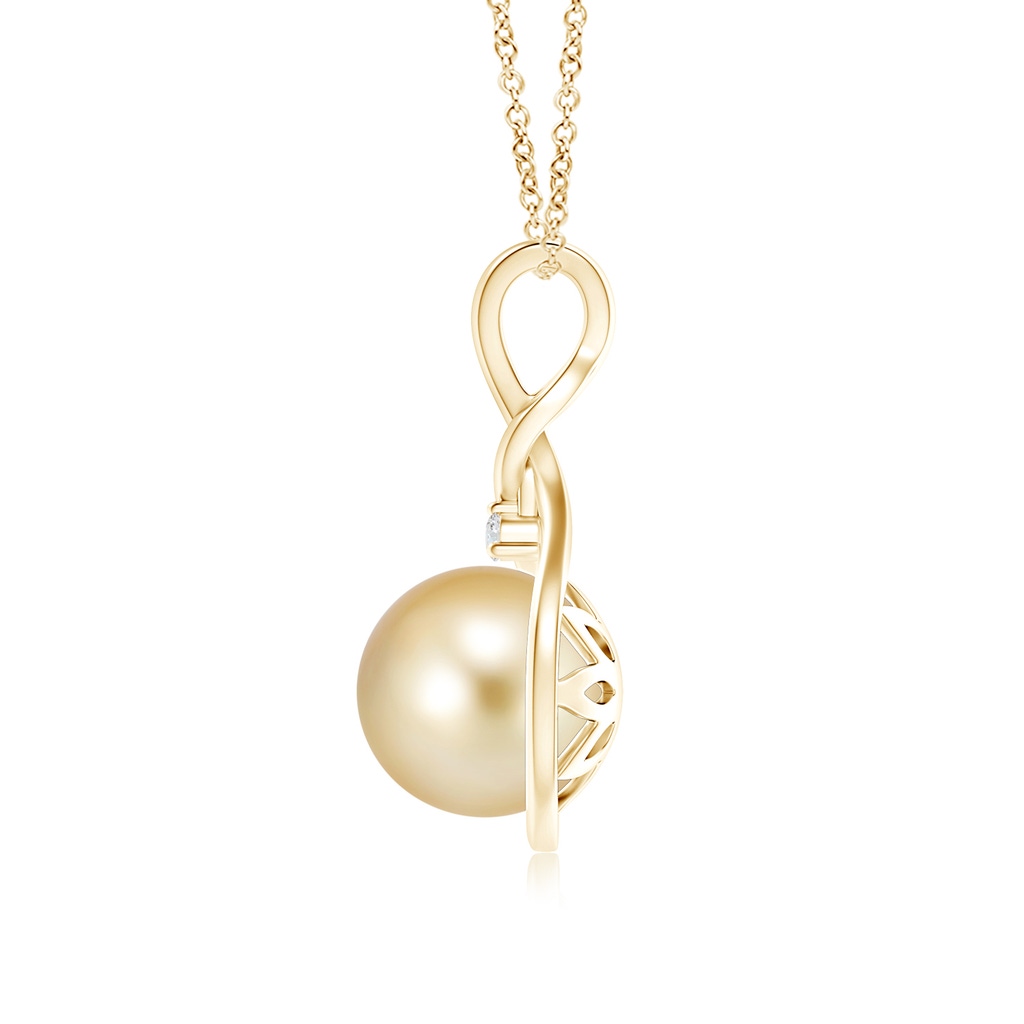 9mm AAAA Golden South Sea Pearl Pendant with Twisted Bale in Yellow Gold Product Image