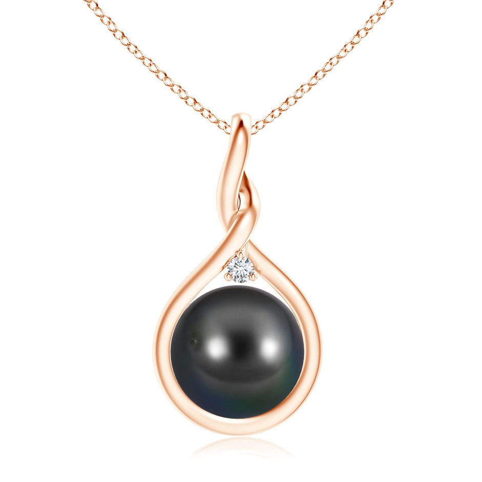 10mm AA Tahitian Pearl and Diamond Twisted Bale Pendant in Rose Gold 