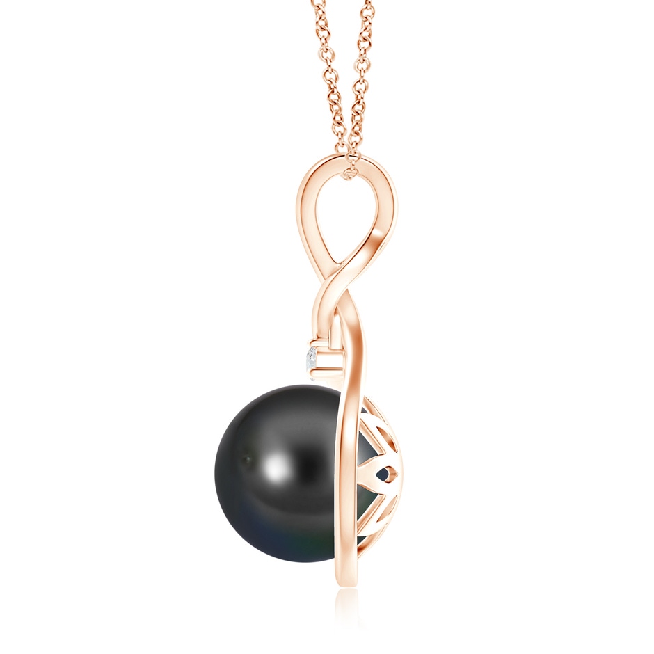 10mm AA Tahitian Pearl and Diamond Twisted Bale Pendant in Rose Gold product image