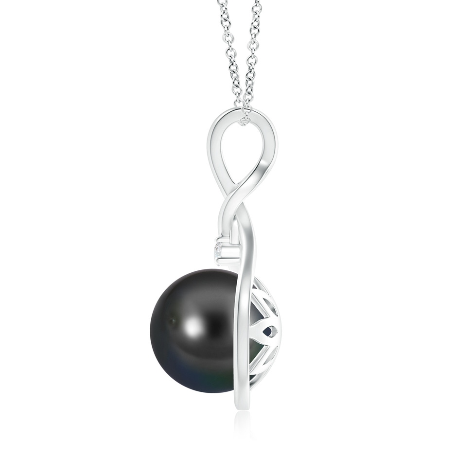 10mm AA Tahitian Pearl and Diamond Twisted Bale Pendant in S999 Silver product image