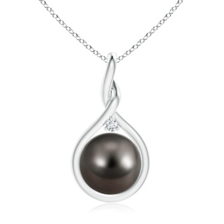 10mm AAA Tahitian Pearl and Diamond Twisted Bale Pendant in White Gold