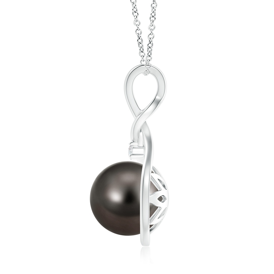 10mm AAA Tahitian Pearl and Diamond Twisted Bale Pendant in White Gold product image