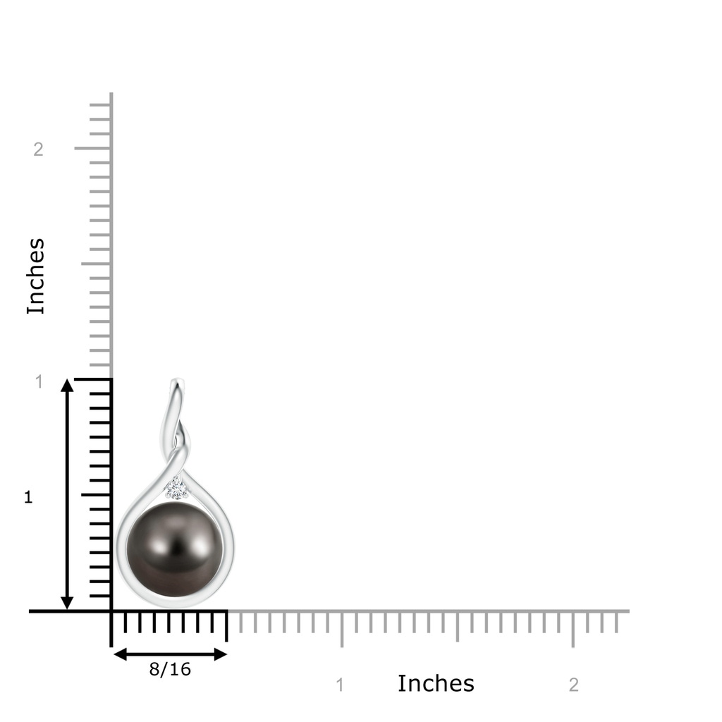 10mm AAA Tahitian Pearl and Diamond Twisted Bale Pendant in White Gold Product Image