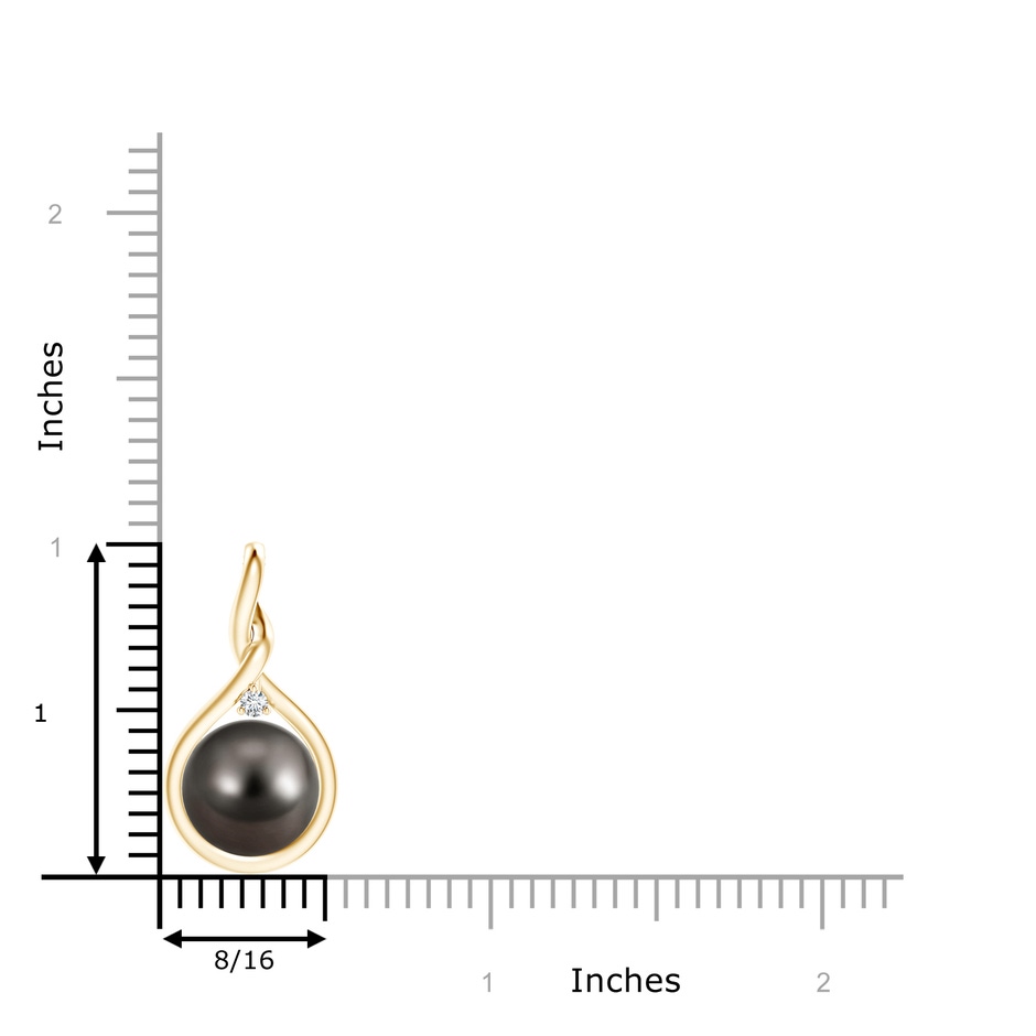10mm AAA Tahitian Pearl and Diamond Twisted Bale Pendant in Yellow Gold product image
