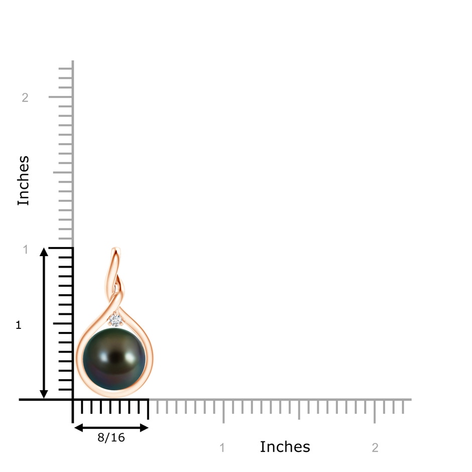 10mm AAAA Tahitian Pearl and Diamond Twisted Bale Pendant in Rose Gold product image