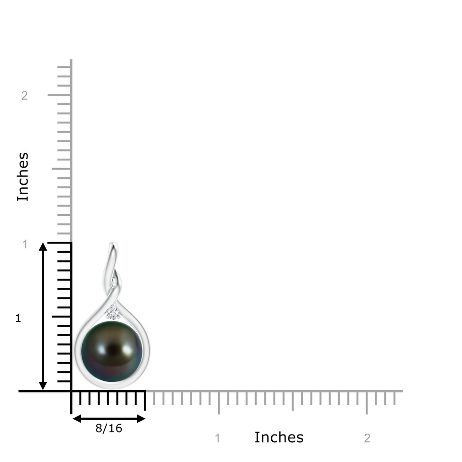 10mm AAAA Tahitian Pearl and Diamond Twisted Bale Pendant in White Gold product image