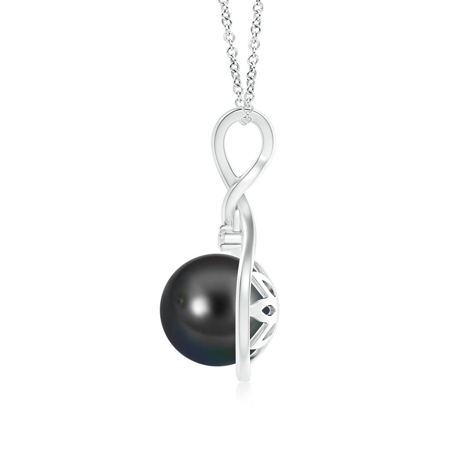9mm AA Tahitian Pearl and Diamond Twisted Bale Pendant in 9K White Gold product image