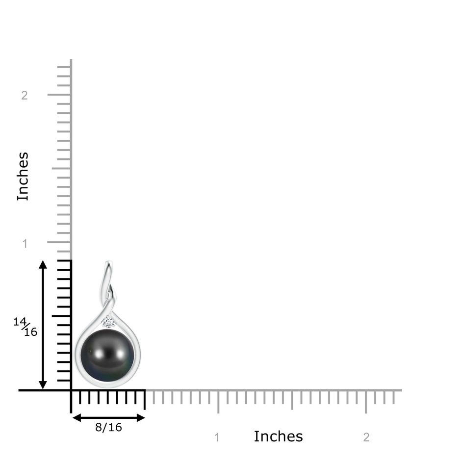 9mm AA Tahitian Pearl and Diamond Twisted Bale Pendant in 9K White Gold product image