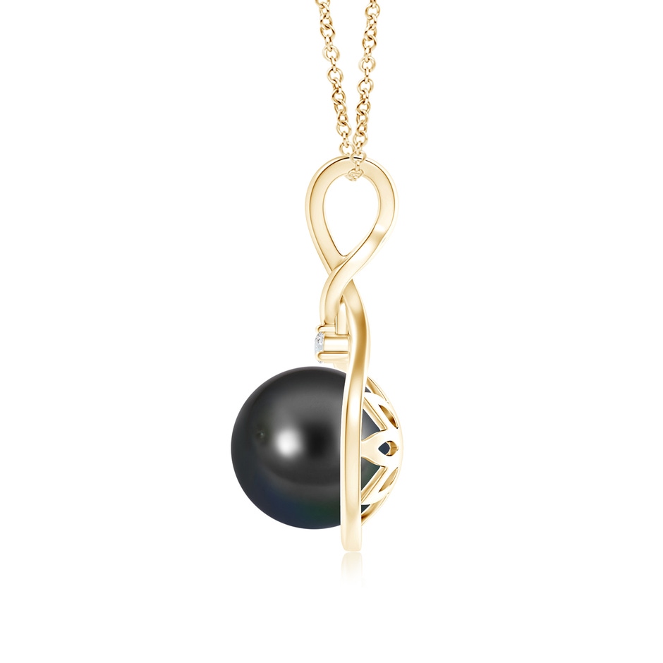 9mm AA Tahitian Pearl and Diamond Twisted Bale Pendant in Yellow Gold product image