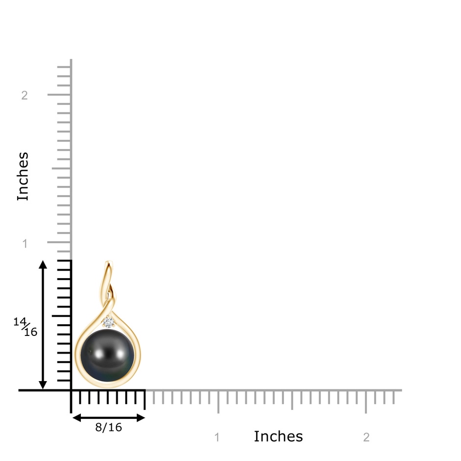 9mm AA Tahitian Pearl and Diamond Twisted Bale Pendant in Yellow Gold product image