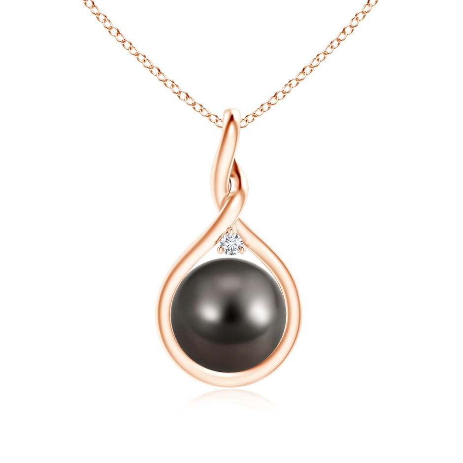 9mm AAA Tahitian Pearl and Diamond Twisted Bale Pendant in Rose Gold 